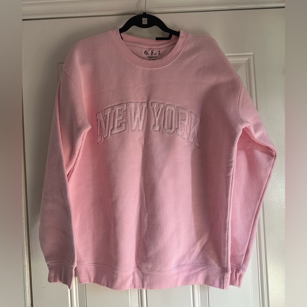New York Blush Light Pink Sweatshirt Sz L